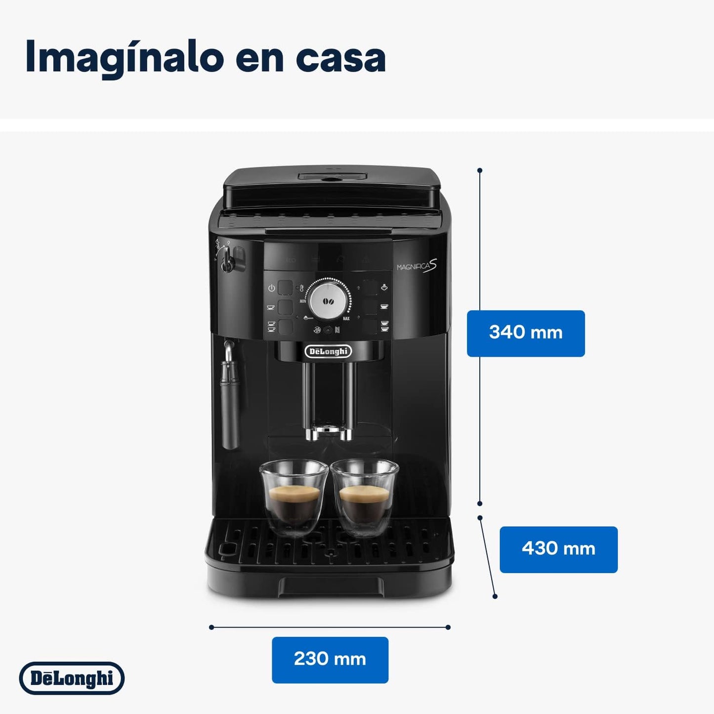 De'Longhi Magnifica S ECAM11.112.B, Cafetera Superautomática Con Boquilla Para Leche, Cafetera Espresso Del Grano a La Taza Con 2 Recetas One-Touch, Panel De Control Soft-Touch, 1450W, Negro