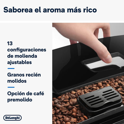De'Longhi Magnifica S ECAM11.112.B, Cafetera Superautomática Con Boquilla Para Leche, Cafetera Espresso Del Grano a La Taza Con 2 Recetas One-Touch, Panel De Control Soft-Touch, 1450W, Negro