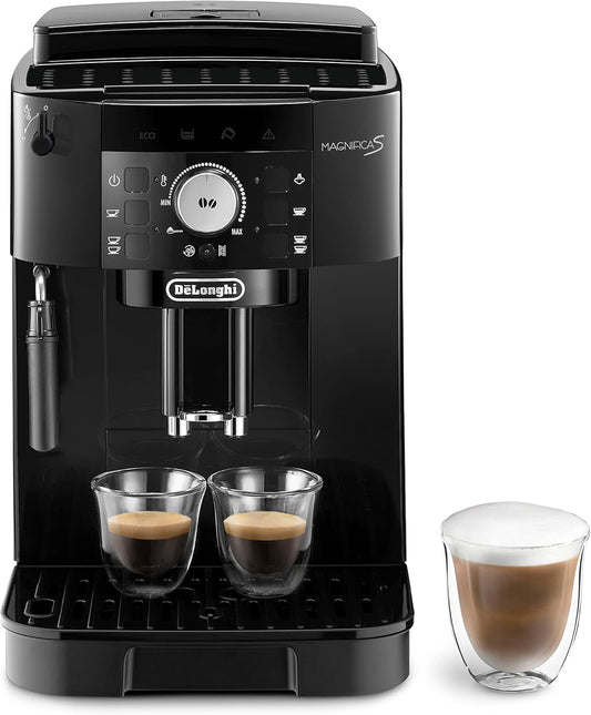 De'Longhi Magnifica S ECAM11.112.B, Cafetera Superautomática Con Boquilla Para Leche, Cafetera Espresso Del Grano a La Taza Con 2 Recetas One-Touch, Panel De Control Soft-Touch, 1450W, Negro